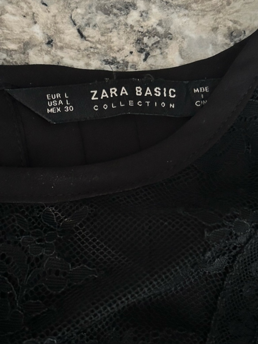 Zara Basic Collection Black Crop Top Lace Details Romantic Sheer Chic Size L - Picture 6 of 10